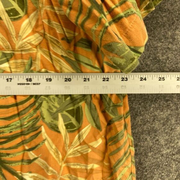 Calypso Joe Shirt Men XL Orange Floral Button Up Collared Short Sleeve Cotton - Picture 6 of 8